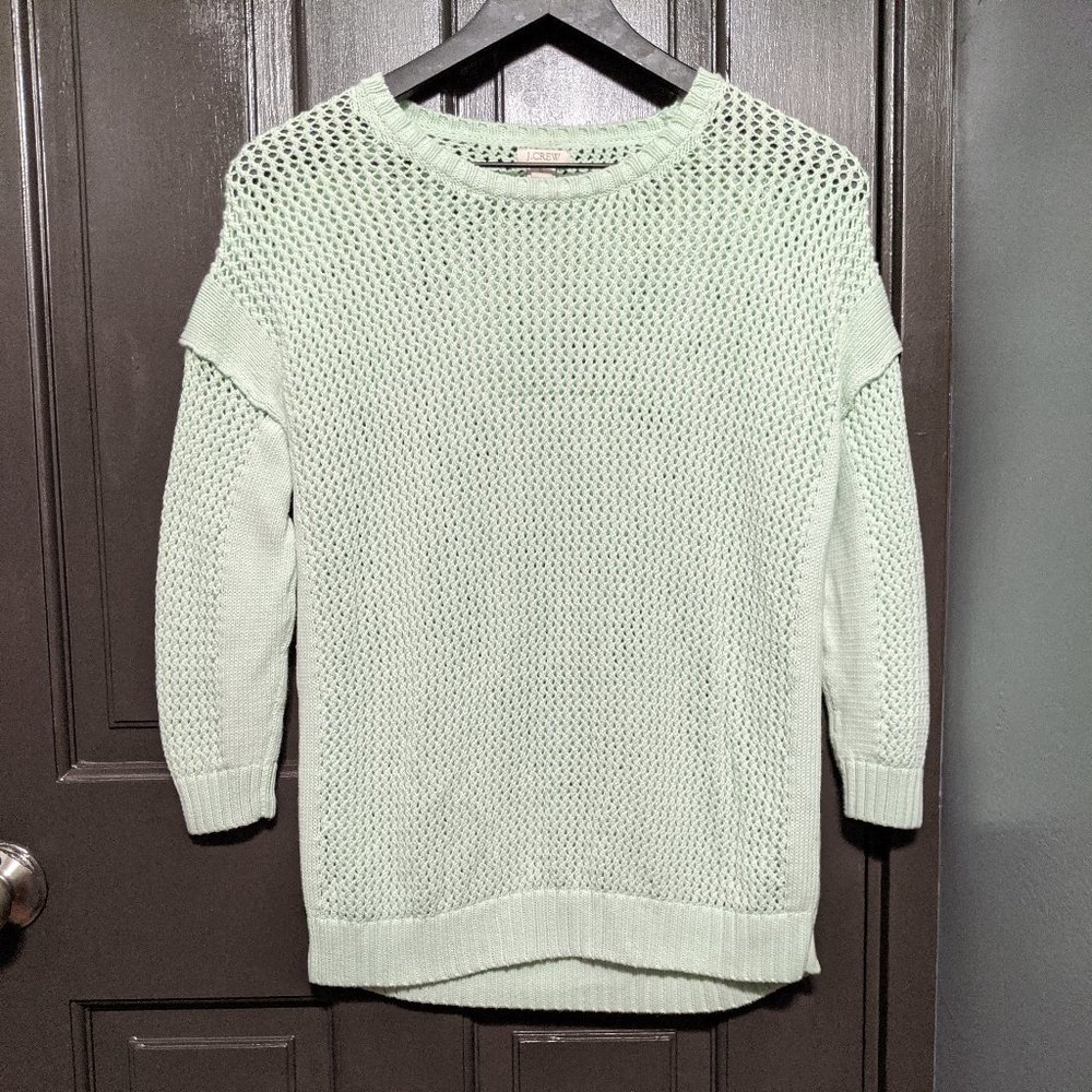 J. Crew Open Knit Beach Sweater Mint Green